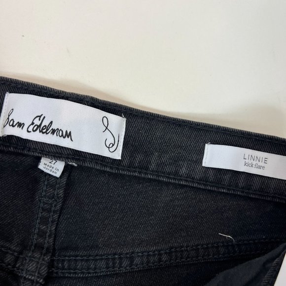 Sam Edelman Women's Black Linnie Flare Leg High Rise Cotton Jeans Size 27 - Picture 4 of 10
